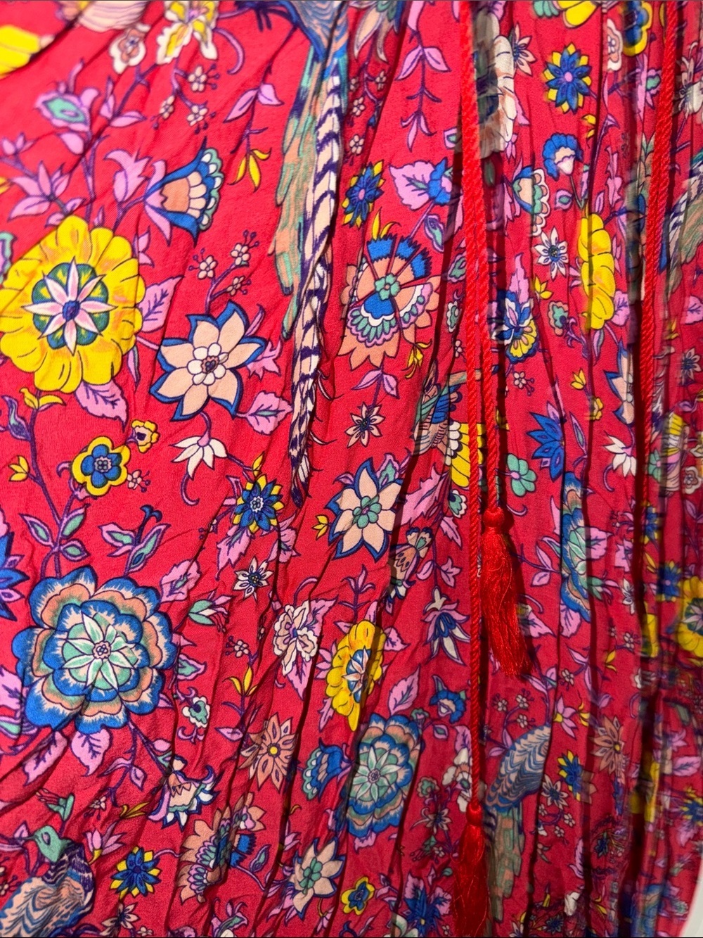 Red Floral Boho V-Neck Maxi Dress - Picture 4 of 4